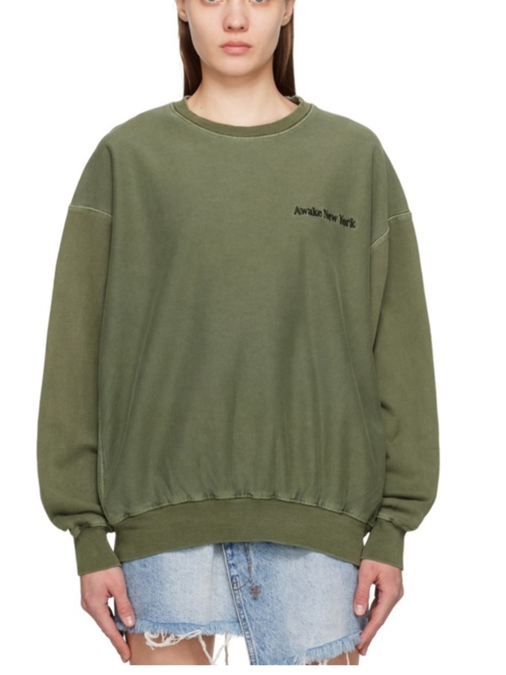 Awake NY Sweatshirt Grey Green Medium